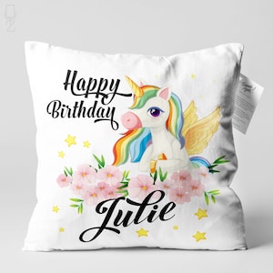 Funda de cojín de unicornio personalizada / Funda de almohada de unicornio linda personalizada / Impresión a doble cara en tela suave con diferentes tamaños