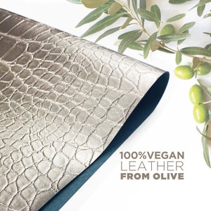 Pelle di coccodrillo vegana di visone metallizzata da vinaccia di oliva Materiale premiato al 100% vegano a base vegetale con più dimensioni, pelli vegane per l'artigianato