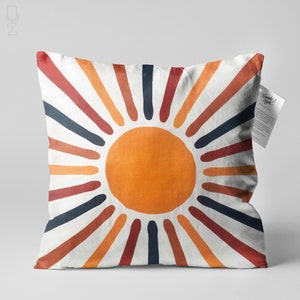 Capa de Almofada Macia com Tema de Sol Multicolorido | Capa de Almofada com Estampa Dupla Face em Chenille com Tamanhos Diferentes | OEKO-TEX®