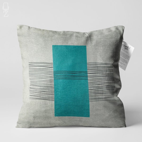 Grey Cushion Cover with Geometric & Striped Pattern | Double Sided Printing Throw Pillow Cover on the Soft Chenille with Different Sizes