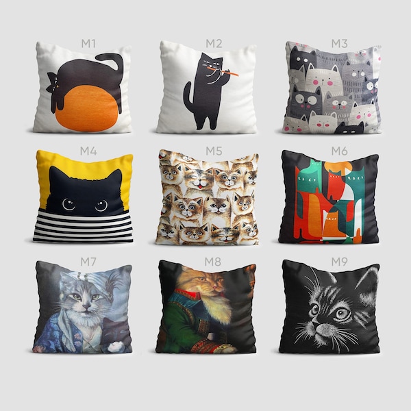 Cat Cushion Covers | Double Sided Printing Throw Pillow Cover on the Soft Chenille Fabric with Different Sizes & Models | OEKO-TEX®