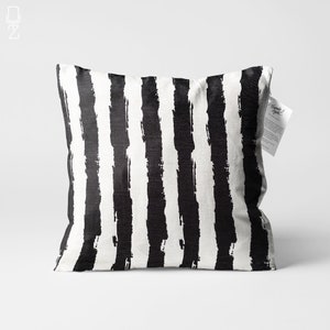 Black & White Cushion Cover with Striped Pattern | Double Sided Printing Throw Pillow Cover on the Chenille with Different Sizes | OEKO-TEX®