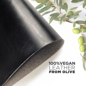 Materiale riciclabile di nuova generazione nero da scarti di olive sostenibili 100% vegano a base vegetale premiato in più taglie, pelli per artigianato