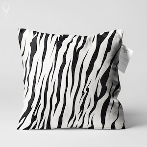 Black & White Cushion Cover with Zebra Pattern | Double Sided Printing Throw Pillow Cover on the Chenille with Multi Size Options | OEKO-TEX