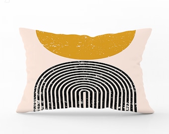 Abstract Orange & Black Suede Cushion Cover: Geometric Print Pillow