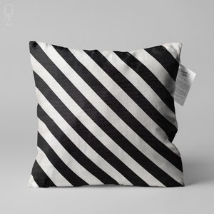 Black & White Striped Cushion Cover | Double Sided Printing Throw Pillow Cover on the Soft Chenille Fabric with Multi Size Options