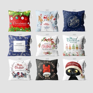 Personalised Christmas Cushion Covers | Personalized Xmas Pillow Covers | Double Sided Printing on the Velvet Fabric with Multi Size Options