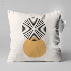 Ivory Bauhaus Cushions, Geometric Retro Pillow Covers with Orange & Black Colours, Double Sided Printed on the Soft Velvet with Multi Sizes