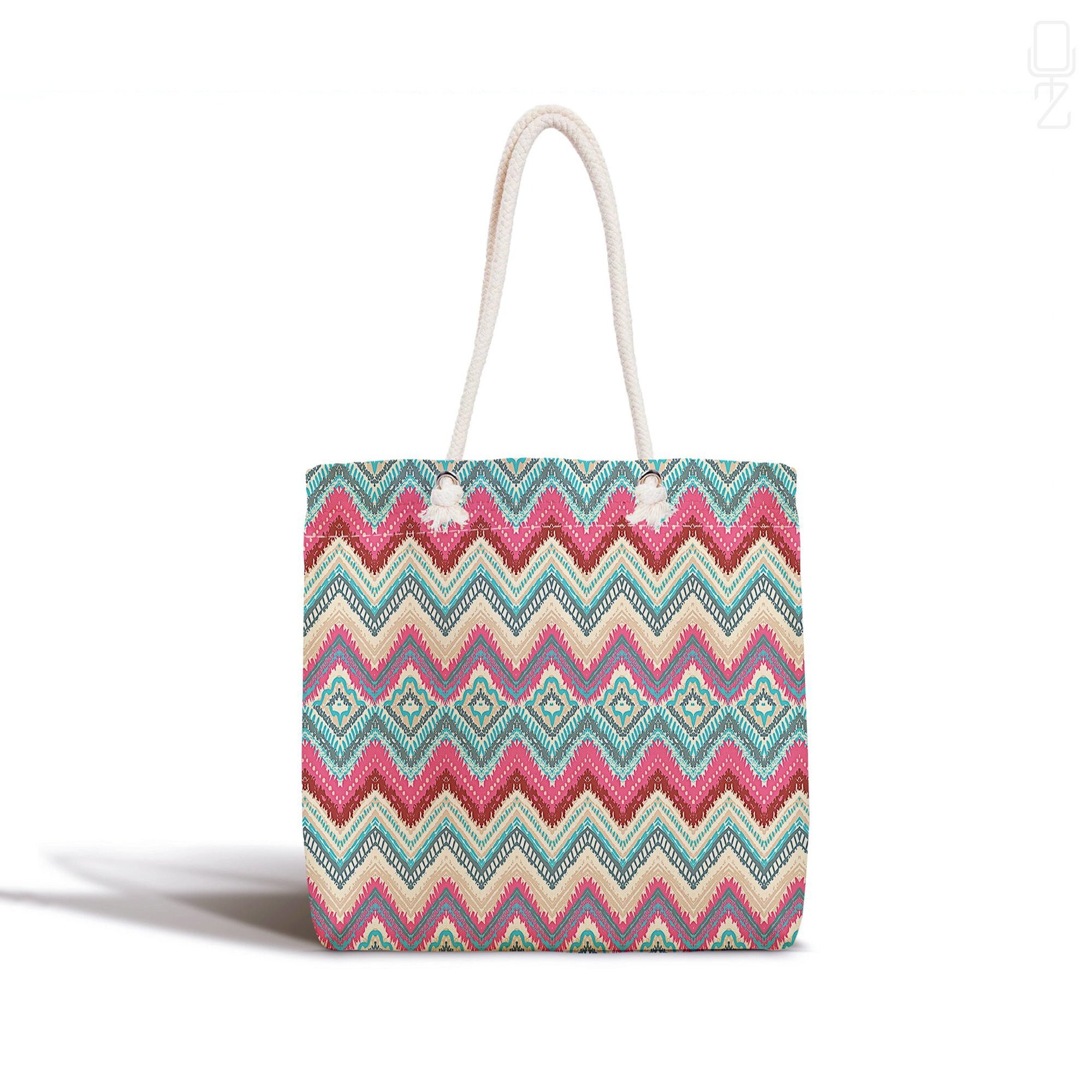 Buy Multicoloured Zig Zag Tote Bag |size 45x50x7cm |double Sided