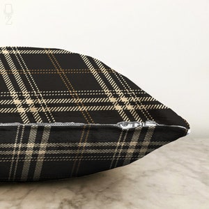 Black & Beige Plaid Throw Pillow Cover, Tartan Pattern Pillow Cover, Double Sided Printing on Soft Chenille Fabric with Multi Sizes | OEKO-TEX