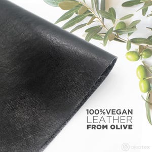 Schwarzes Kunstleder aus Oliventrester 100% Vegan auf pflanzlicher Basis, Nachhaltiges Material der nächsten Generation mit mehreren Größen, Leder für das Kunsthandwerk