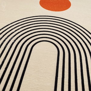 Fodera per cuscino con disegni astratti in avorio con motivi geometrici arancioni e neri, stampa fronte-retro sulla morbida ciniglia di diverse dimensioni immagine 5
