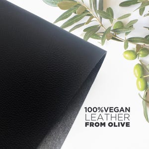 Cuir noir artificiel à partir de grignons d'olive naturels, tissu imitation cuir 100 % végétalien et à base de plantes, plusieurs tailles, simili cuir noir pour travaux manuels