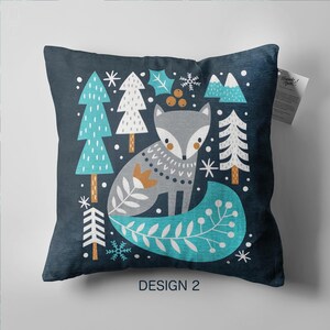 Housse de coussin de Noël | Thème renne, renard, écureuil et hibou avec 4 modèles différents, taies d'oreiller d'hiver de Noël recto-verso, plusieurs tailles image 9