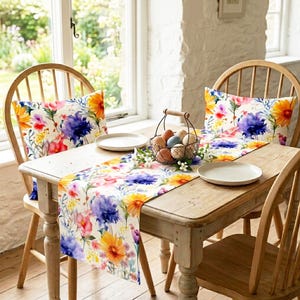 Watercolor Wildflower Cushion Cover, Colorful Floral Throw Pillow, Spring Home Decor image 3