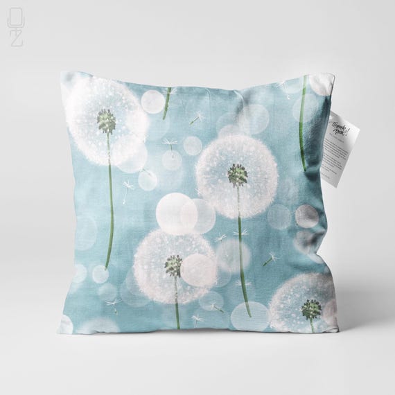 Dandelion Seed Chenille Cushion Cover, Water Blue Green Pillow
