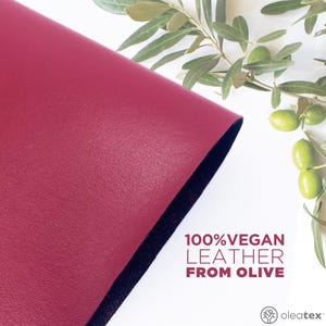 Couro vegano Sour Cherry Color de bagaço de azeitona 100% vegano à base de plantas premiado com materiais sustentáveis de última geração Couros para bolsas e carteiras