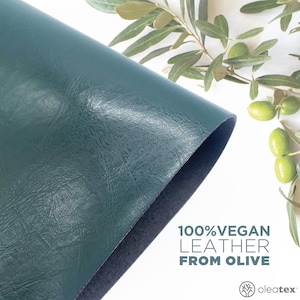 Dunkelgrüne Vegan Lederstoffe aus Olive Pomace 100% Vegan Pflanzlich basiert auf nachhaltigen Materialien der nächsten Generation für Taschen & Geldbörsen