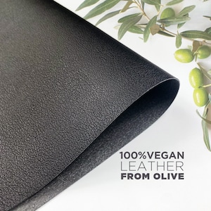 Pelle vegana nera da scarti di olive 100% vegana a base vegetale Materiale sostenibile di nuova generazione premiato con diverse dimensioni, pelli per l'artigianato