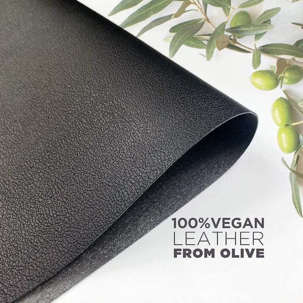 Cuir végétalien noir issu d'oliveraies, 100 % végétal, primé, matériau durable de nouvelle génération, plusieurs tailles, cuirs pour l'artisanat