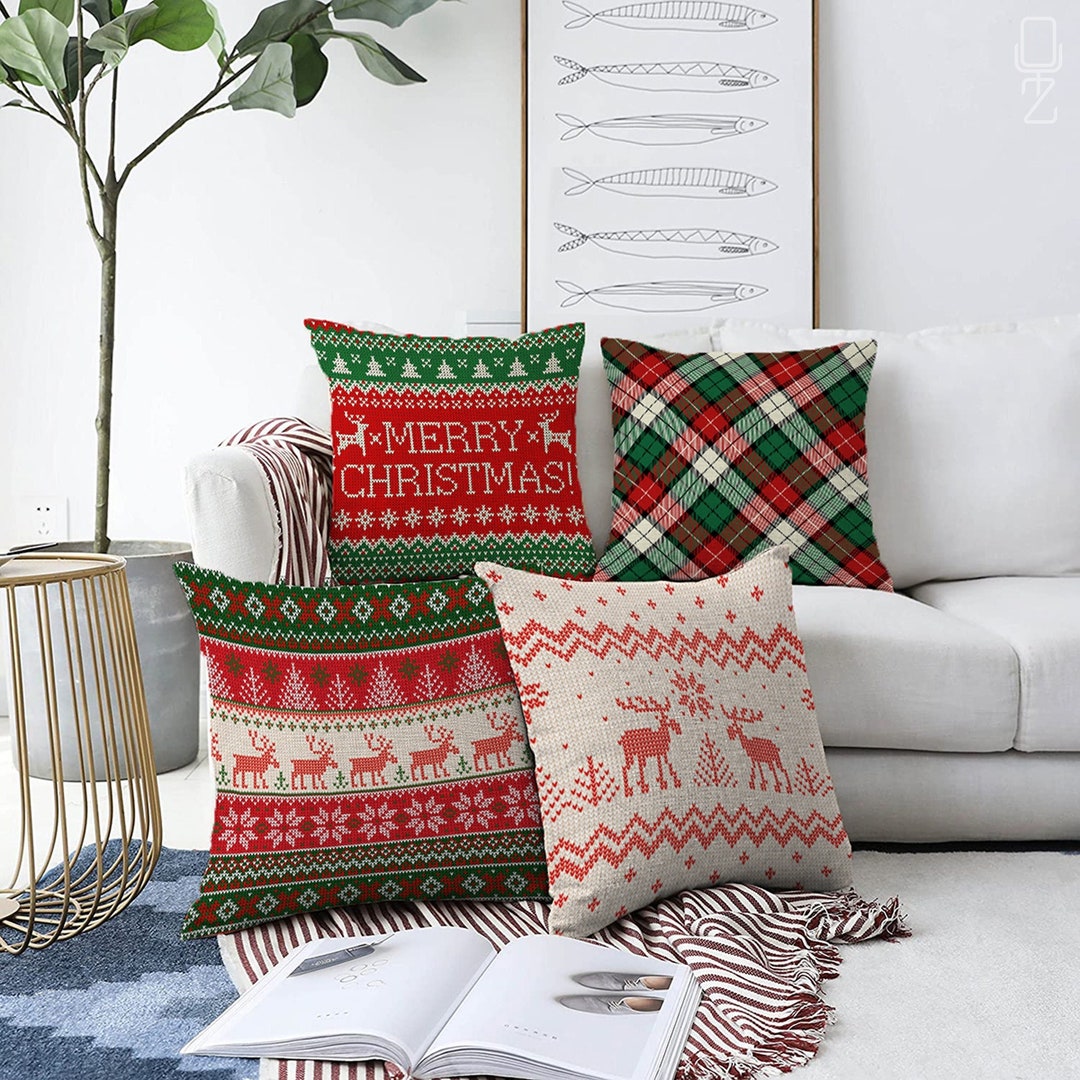 Merry Christmas Decorative Cushion Covers With 4 Alternative Designs Double Sided Printing on the Chenille With Different Sizes OEKO TEX Etsy Canada