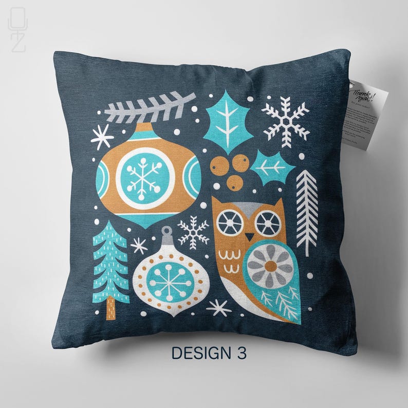 Housse de coussin de Noël | Thème renne, renard, écureuil et hibou avec 4 modèles différents, taies d'oreiller d'hiver de Noël recto-verso, plusieurs tailles image 12