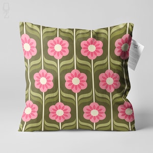Retro blommigt kuddfodral - Mid Century Modern Boho heminredning, dekorativa kuddar