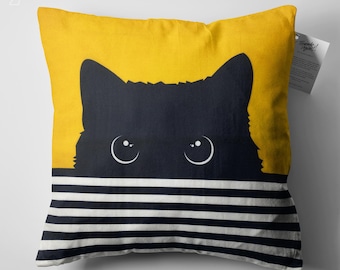 Kreuzstich-Kissenbezug Set – Schwarze & Weiße Katzen, 45x45 Cm, DIY Für Erwachsene