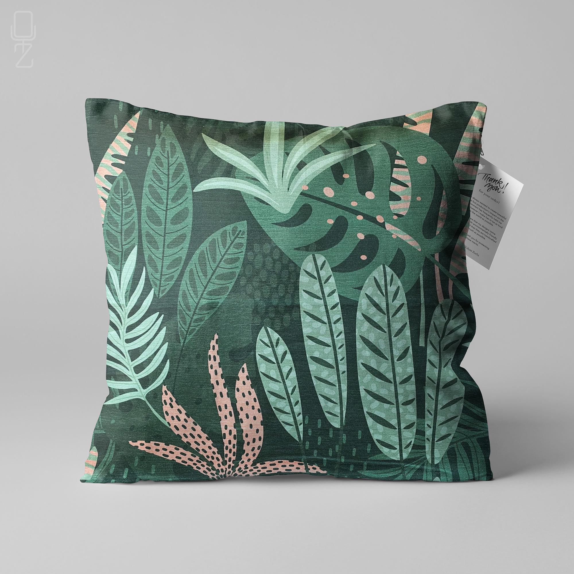 AOFANGGO Floral Pillow Cover 12x20 - Sage Green Pink Yellow, Block Print, Grandmillennial Farmhouse Style - View #4