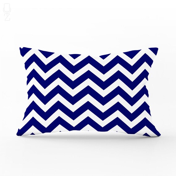 クッションカバー Cushion Cover navy line Navy Blue Zig Zag Chenille Throw Pillow Cover - Geometric Cushion