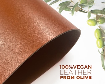 Brown Vegan Leather from Olive Pomace 100% Vegan Plant Based Awarded Next-Gen Sustainable Material with Multi sizes, Leathers For Crafts