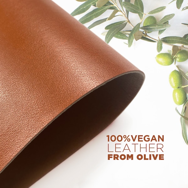 Brown Vegan Leather from Olive Pomace, 100% Plant Based, Awarded, Next Generation Sustainable Material with Multi sizes, Leathers For Crafts