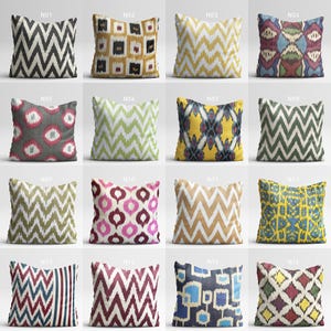 Juego de 2 fundas de cojín Ikat - Fundas de almohada de tela IKAT tejidas a mano (no estampadas), regalo de 100 % algodón, cojín combinado de 20 x 20 pulgadas