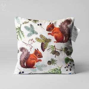 Funda de cojín con lindas ardillas / Funda de almohada con impresión a doble cara en tela de chenilla suave con diferentes tamaños / OEKO-TEX®