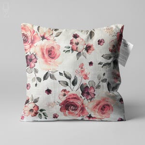 Vintage Pink Rose Themed Pillow Cover | Double Sided Printing on the Soft Chenille Fabric with Different Size Options | OEKO-TEX® Standard