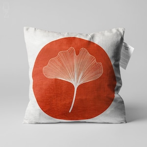 Orange Cushion Cover with Linear Flower Illustration | Double Sided Printing Throw Pillow Cover on the Soft Chenille with Different Sizes