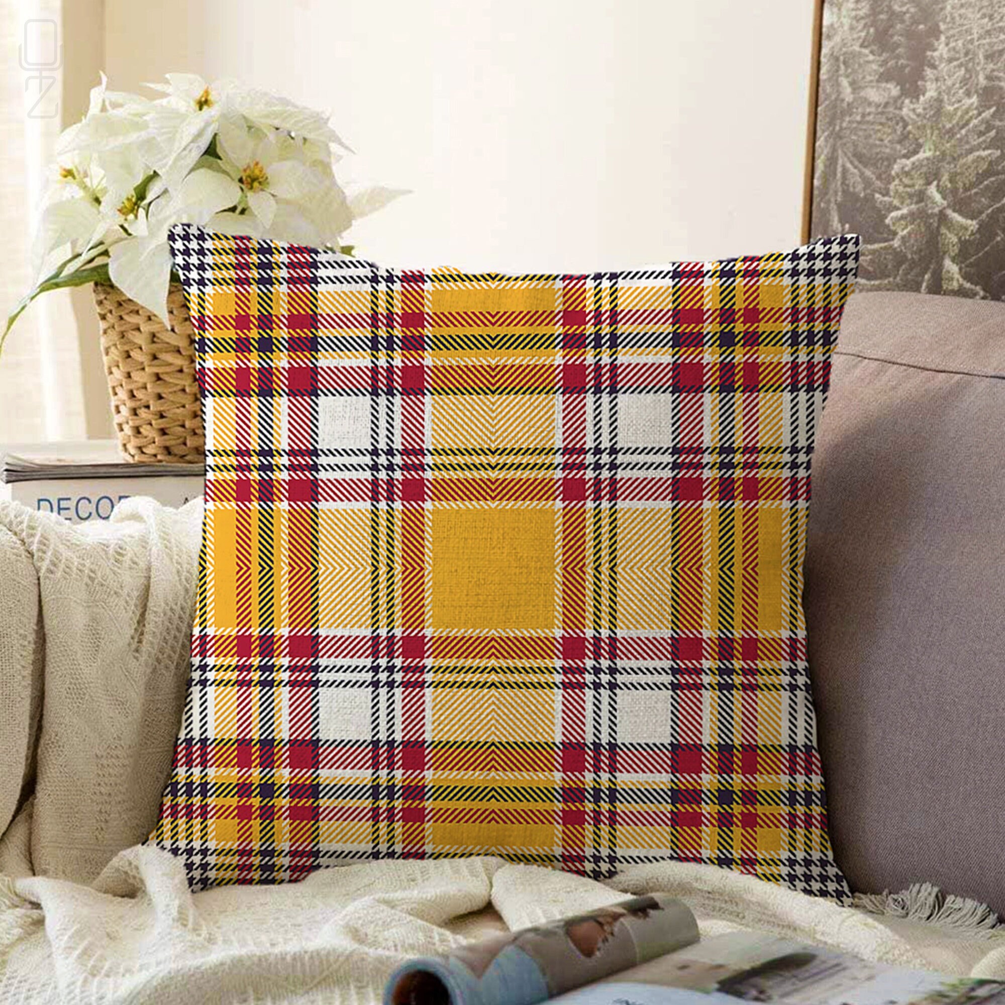 Aeckself 12 x 20 Inch Orange Gold Plaid Geometric Stripes Embroidery Velvet  Cushion Case Luxury Mode…See more Aeckself 12 x 20 Inch Orange Gold Plaid