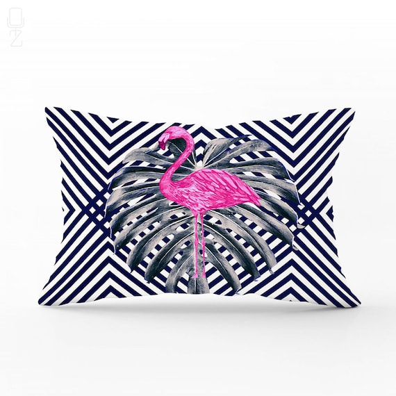 Flamingo And Gray Chevron Decorative Throw Pillow Cover. Flamingo And Gray Chevron Decorative Throw Pillow Cover.