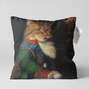 Funda de cojín con pintura clásica de gato amarillo real/funda de almohada con impresión a doble cara en tela de chenilla suave con diferentes tamaños