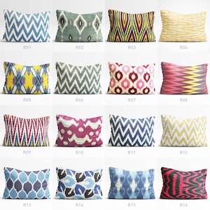 Juego de 2 fundas de almohada Ikat rectangulares tejidas a mano / 16 x 24 pulgadas (40 x 60 cm) / Fundas de cojín tejidas a mano con telas 100% algodón