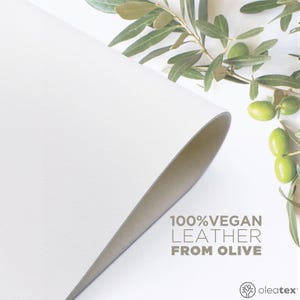 Veganes cremefarbenes Kunstleder aus Olivenabfällen 100% vegan auf pflanzlicher Basis Nachhaltige Materialien der nächsten Generation, Leder für Taschen und Geldbörsen