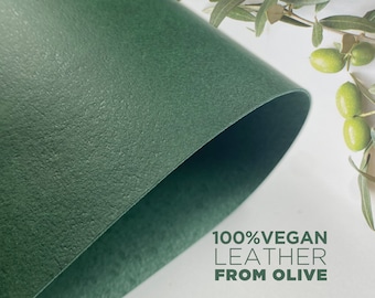 Cuir végétalien vert issu de grignons d'olive, 100 % à base de plantes, primé, matériau durable de nouvelle génération avec plusieurs tailles, cuirs pour l'artisanat