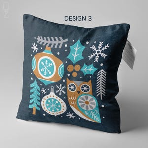 Housse de coussin de Noël | Thème renne, renard, écureuil et hibou avec 4 modèles différents, taies d'oreiller d'hiver de Noël recto-verso, plusieurs tailles image 13