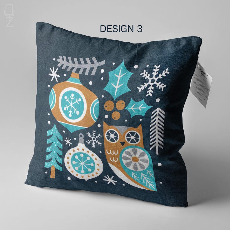 Housse de coussin de Noël | Thème renne, renard, écureuil et hibou avec 4 modèles différents, taies d'oreiller d'hiver de Noël recto-verso, plusieurs tailles image 13