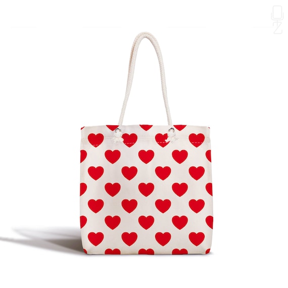 Valentine's Day Tote Bag With Red Hearts |size 45x50x7cm Valentine's Day Tote Bag With Red Hearts |size 45x50x7cm