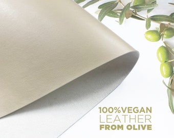 Vegan Beige Leather from Olive Waste 100% Vegan Plant Based Awarded Next-Gen Sustainable Material with Multi sizes, Leathers For Crafts