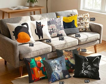 Cat Cushion Covers | Double Sided Printing Throw Pillow Cover on the Soft Chenille Fabric with Multi Size Options & Models | OEKO-TEX®