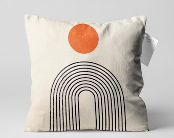 Bauhaus Pillow Cover with Beige, Orange and Black Colours