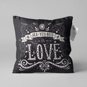 Black & White Cushion Cover with "All You Need Is Love" Theme, Double Sided Printing Throw Pillow Cover on the Chenille with Different Sizes