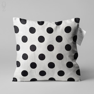 Cushion Cover with Black Polka Dot Pattern | Double Sided Printing Throw Pillow Cover on the Soft Chenille with Different Sizes | OEKO-TEX®